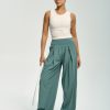 High-waisted wide-leg slacks
