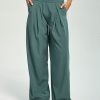 High-waisted wide-leg slacks